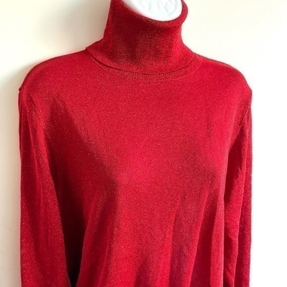 Red Glitter Turtleneck Sweater